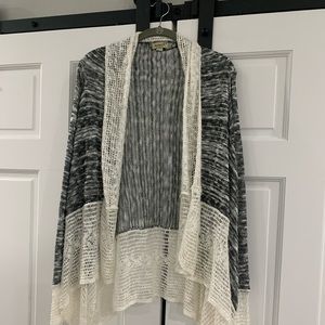 Black and white crochet cardigan sweater. Very nice